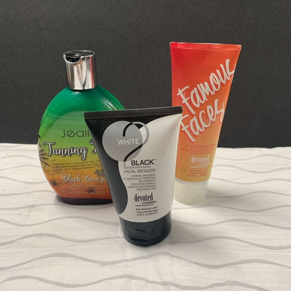 PreOwned Lot of 3 Indoor Tanning Lotions-Devoted Creations & Jeallis